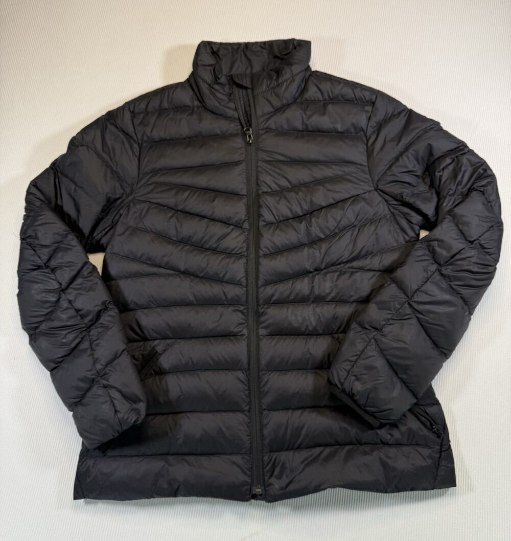 Lands’ End Down Puffer Jacket Womens Small Black Full Zip Lightweight Coat